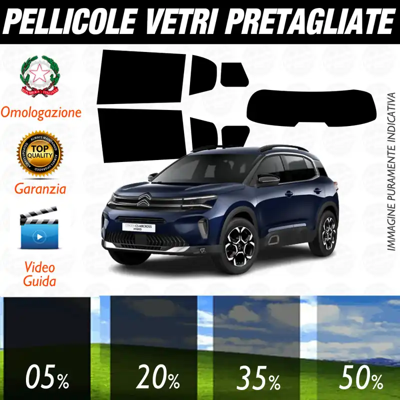 Citroen C5 AIRCROSS dal 2019 ad OGGI Pellicole Oscuramento Vetri Auto Pre Tagliate a Misura Promozione Esclusiva