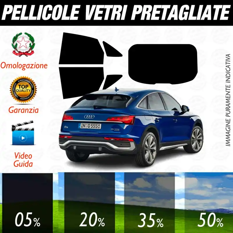 Scelto Dai Clienti AUDI Q5 SPORTBACK dal 2021 al 2024 Pellicole Oscuramento Vetri Auto Pre Tagliate a Misura