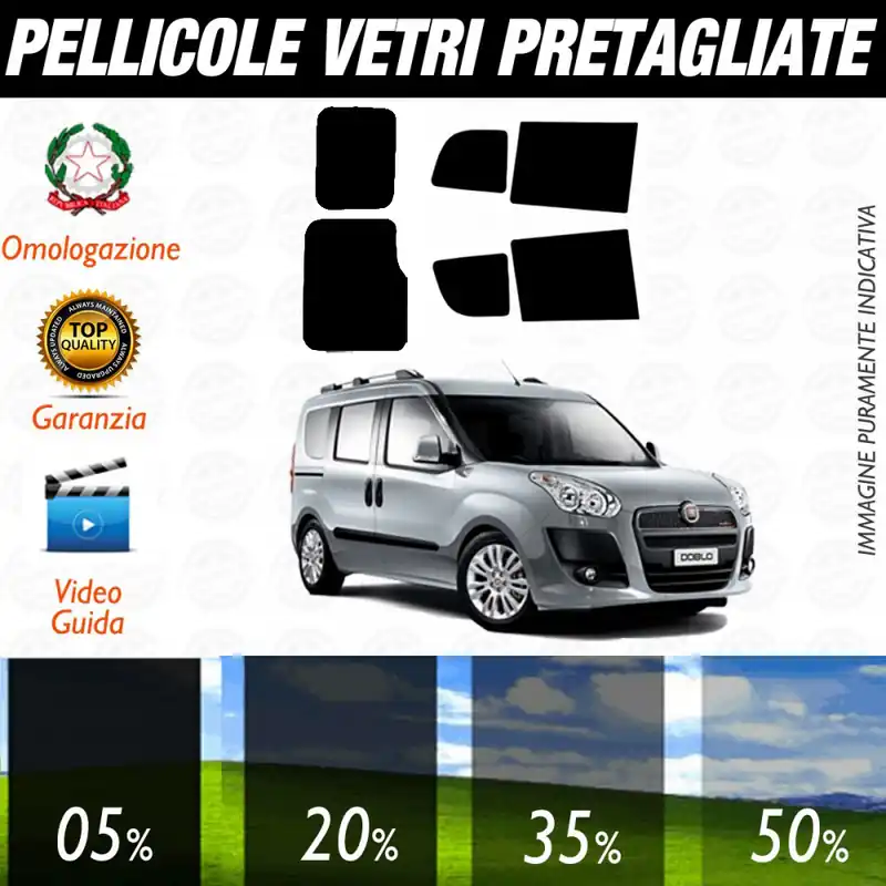 Prezzo Basso Fiat Doblò dal 2010 al 2014 DOPPIO PORTELLONE Pellicole Oscuramento Vetri Posteriori Auto Pre Tagliate a Misura