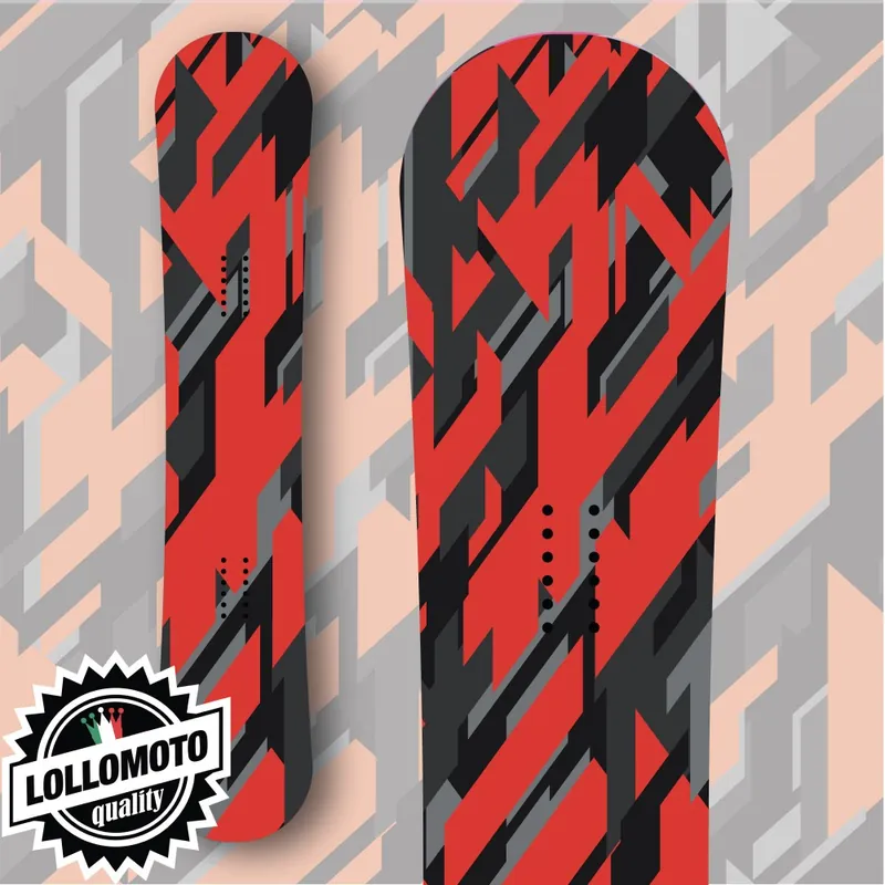 Più Venduto Adesivo Tavola Snowboard MIMETICO MODERN GEOMETRIC ROSSO Personalizzata Wrapping Stickers Decal Rivestimento Snow