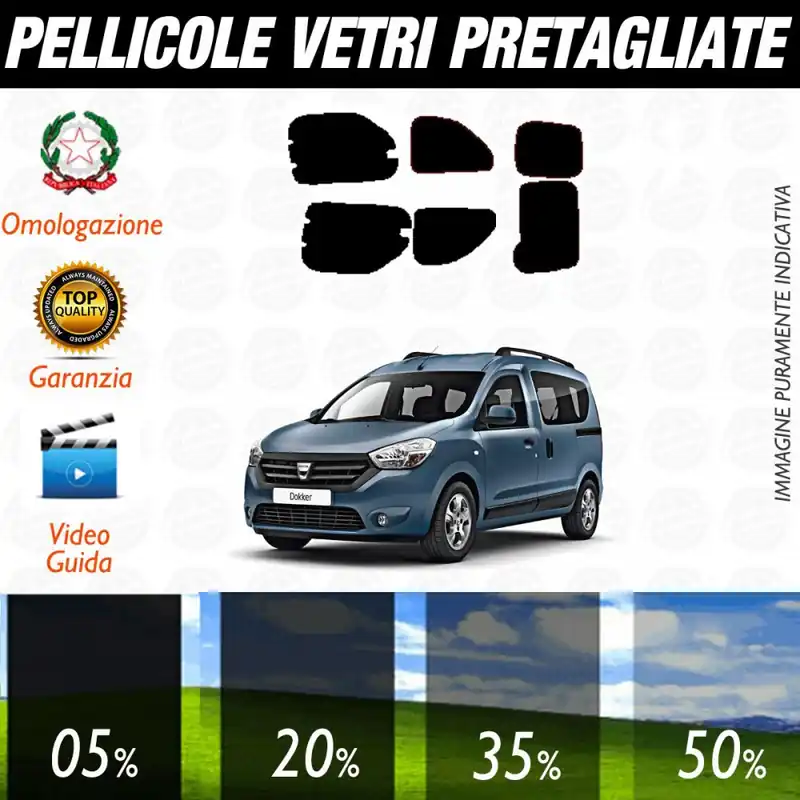 Dacia Dokker DOPPIA PORTA dal 2013 ad OGGI Pellicole Oscuramento Vetri Posteriori Auto Pre Tagliate a Misura Offerta Lampo