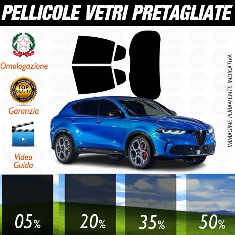 Spedizione Espresso Alfa Romeo Tonale dal 2022 ad OGGI Pellicole Oscuramento Vetri Auto Posteriori Pre Tagliate a Misura -