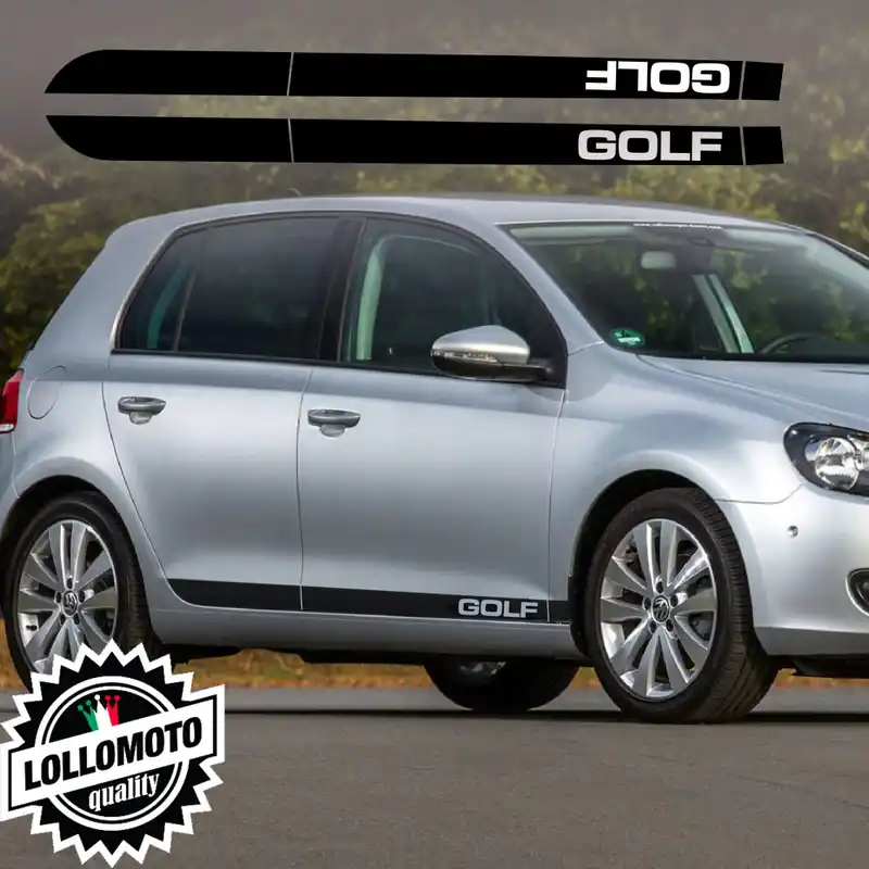 2x Strisce Adesive Fiancate Laterali per Volkswagen Golf 6 dal 2008 al 2012 Stickers Accessori Auto Pellicole Nuova Collezione
