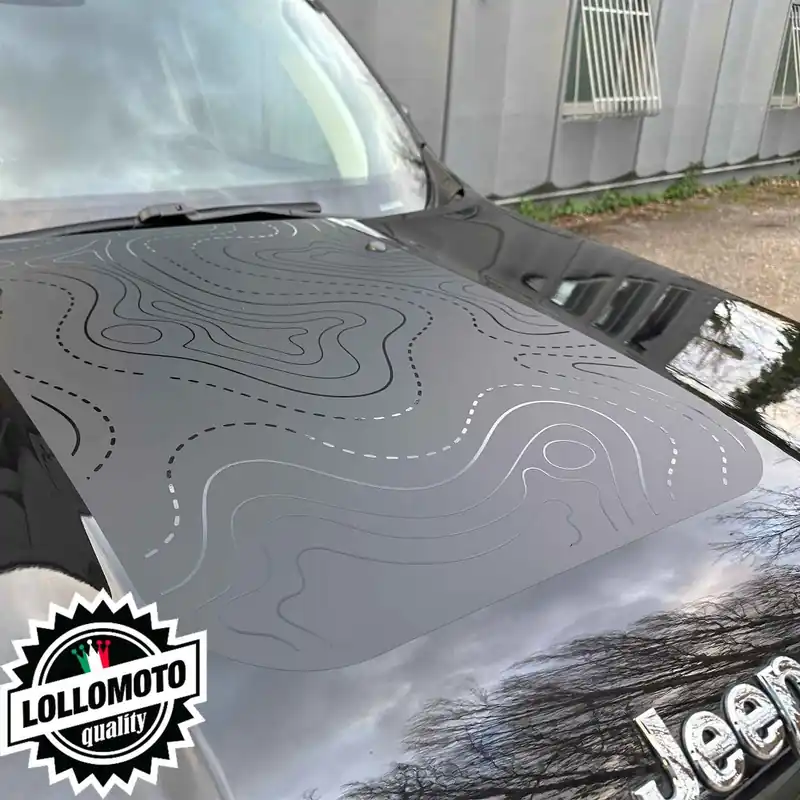 Striscia Adesiva Fascia Cofano JEEP RENEGADE TOPOGRAPHIC MAPS Adesivi Stickers Fiancate Auto Decal Prezzo Ridotto