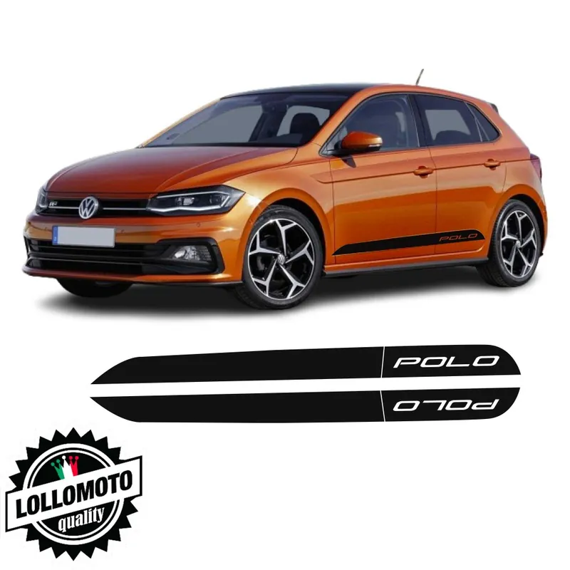 2x Strisce Adesivi Laterali per VolksWagen Polo dal 2017 al 2021con SCRITTA Direttamente Dal Produttore