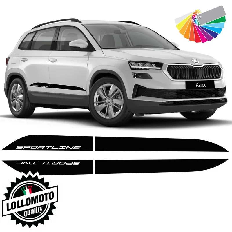 2x Strisce Adesive Laterali SPORT LINE per Skoda KAROQ dal 2021 ad OGGI Adesivi Auto Compra Oggi Stesso