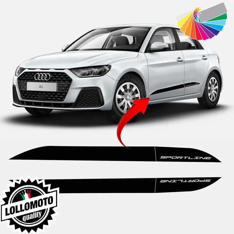 2x Strisce Adesive Laterali SPORTLINE per AUDI A1 dal 2019 ad OGGI Adesivi Auto Miglior Prezzo