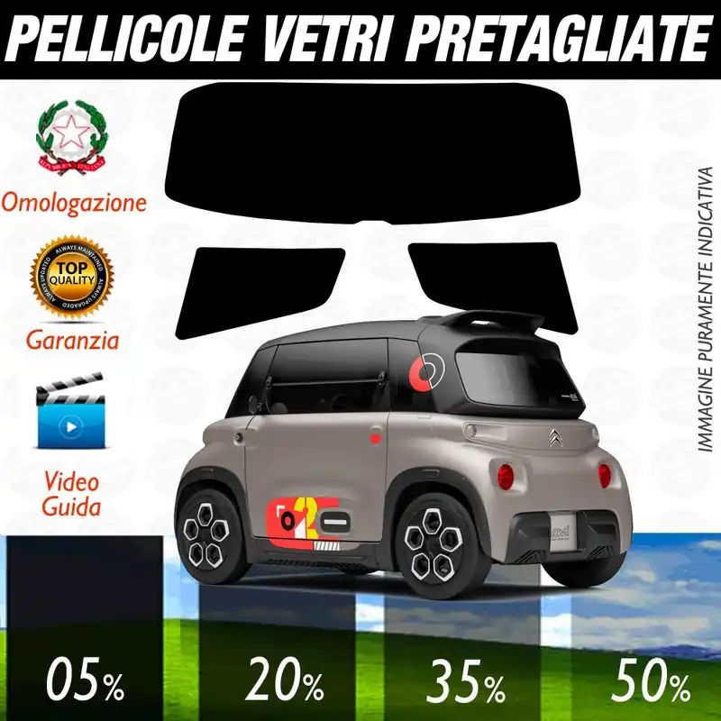 Offerta Limitata Citroen AMI dal 2020 ad Oggi Pellicole Oscuramento Vetri POSTERIORI per Auto Pre Tagliate a Misura