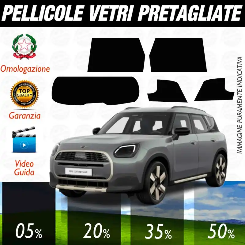 MINI Countryman dal 2025 ad Oggi Pellicole Oscuramento Vetri POSTERIORI per Auto Pre Tagliate a Misura Prezzo Conveniente