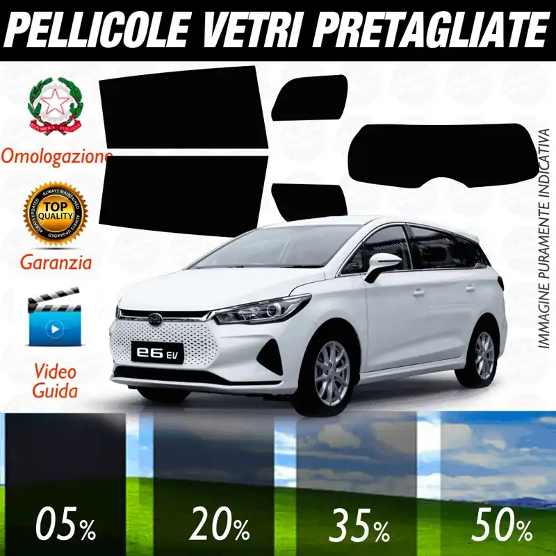 Pagamento Sicuro BYD E6 dal 2023 al 2024 Pellicole Oscuramento Vetri POSTERIORI per Auto Pre Tagliate a Misura