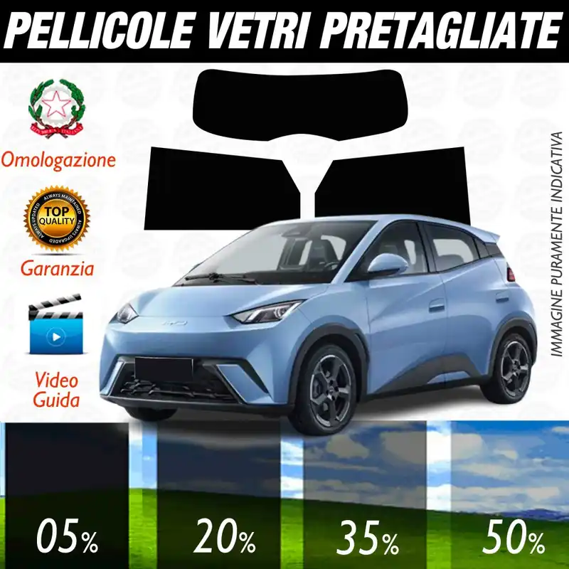 Ultime Pezzi BYD Dolphin dal 2023 ad OGGI Pellicole Oscuramento Vetri POSTERIORI per Auto Pre Tagliate a Misura
