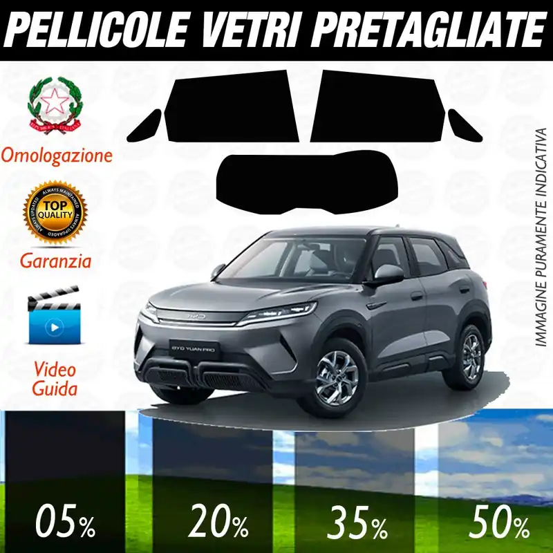 Esclusivo BYD Atto 2 dal 2024 ad OGGI Pellicole Oscuramento Vetri POSTERIORI per Auto Pre Tagliate a Misura