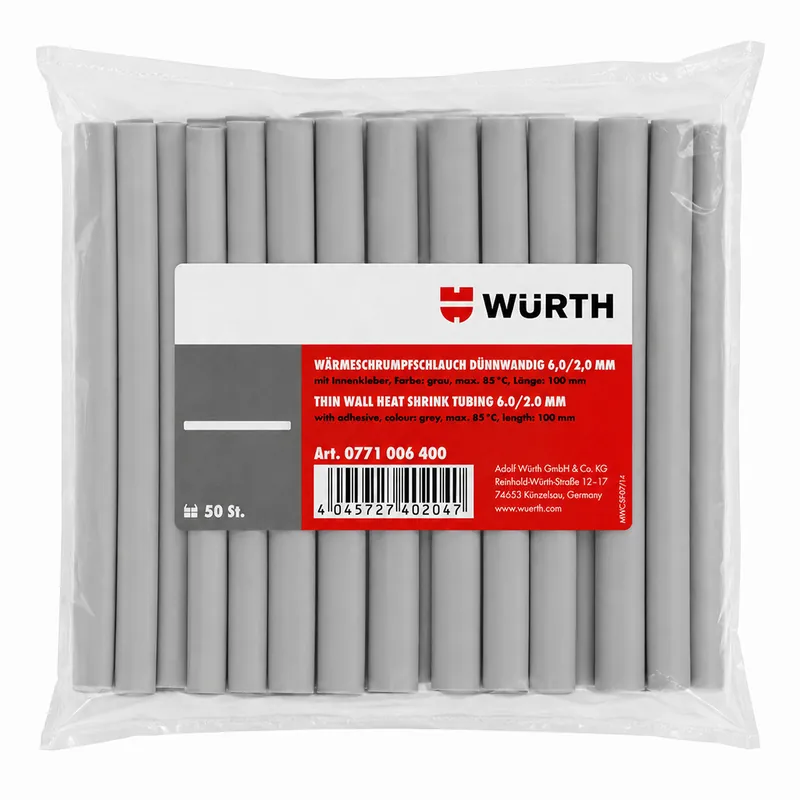 Ultime Pezzi Guaina termorestringente a parete sottile con adesivo interno 3 1 - grigia 6 x 100 mm - 50 pezzi Würth
