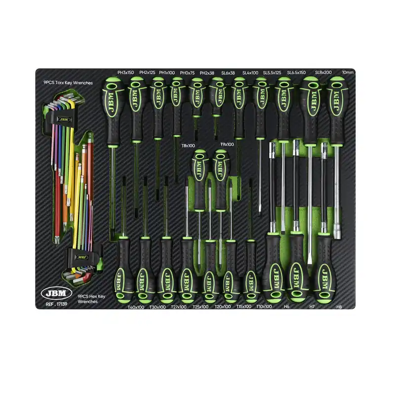 Modulo per carrelli portautensili 52x39 - Cacciaviti, chiavi a brugola e chiavi Torx - 18 pezzi JBM Nuovo Arrivo