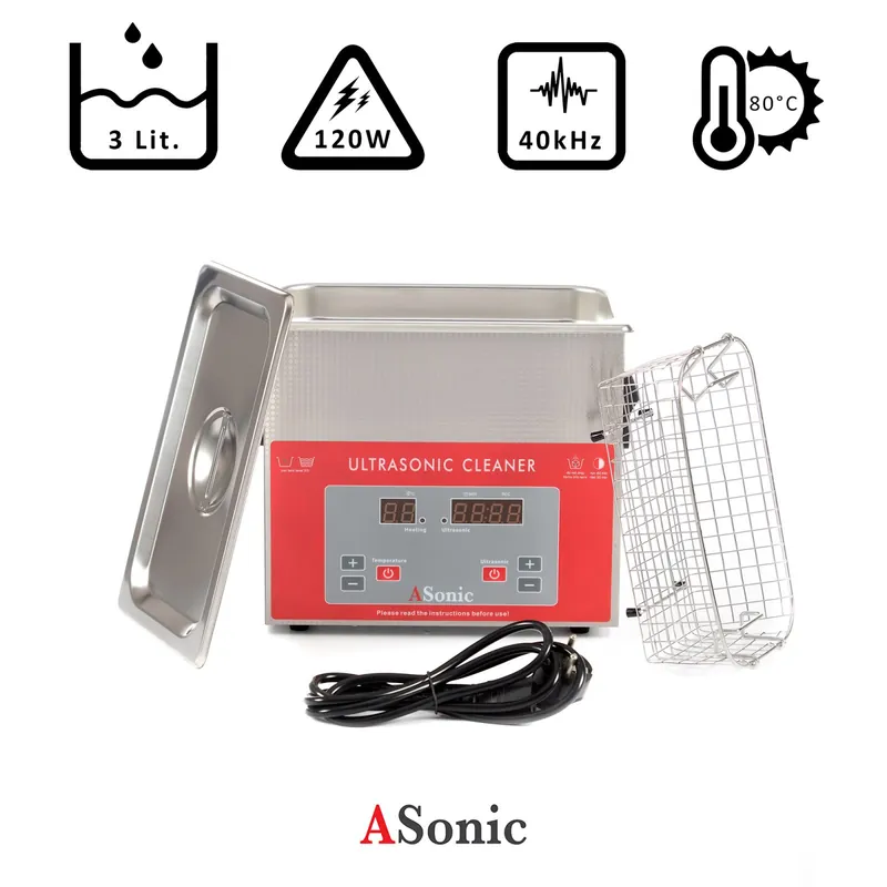 Pulitore ad ultrasuoni 2,8l, 120W, 40kHz, 80°C Acquista Ora