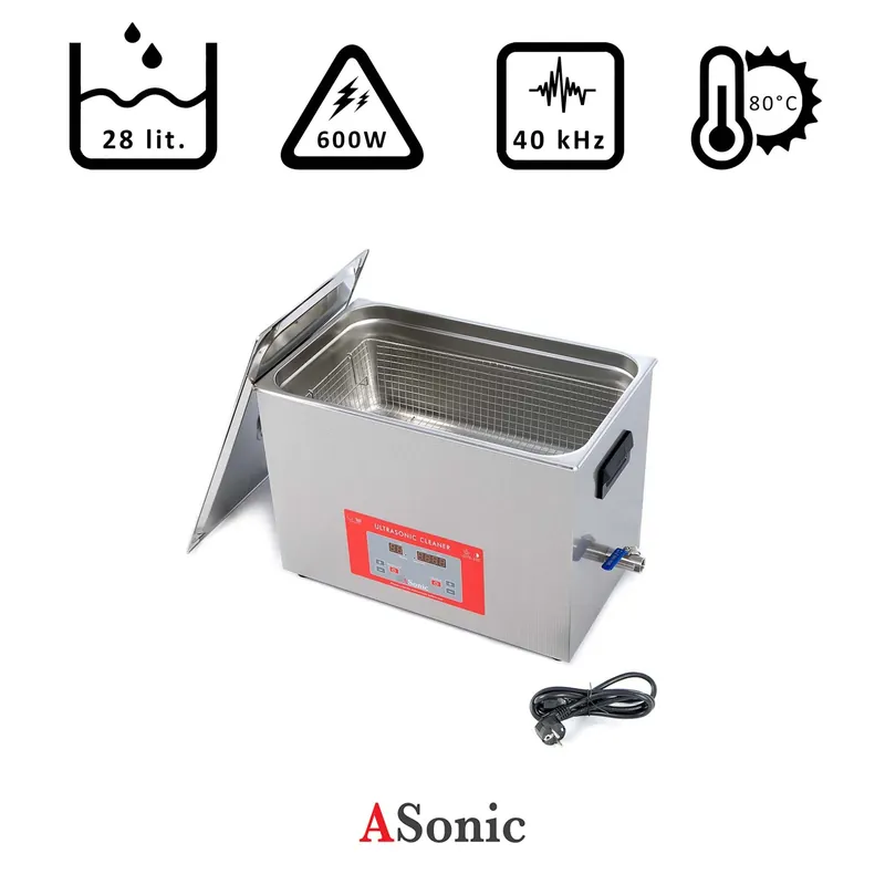 Più Venduto Pulitore ad ultrasuoni 28l, 600W, 40kHz, 80°C