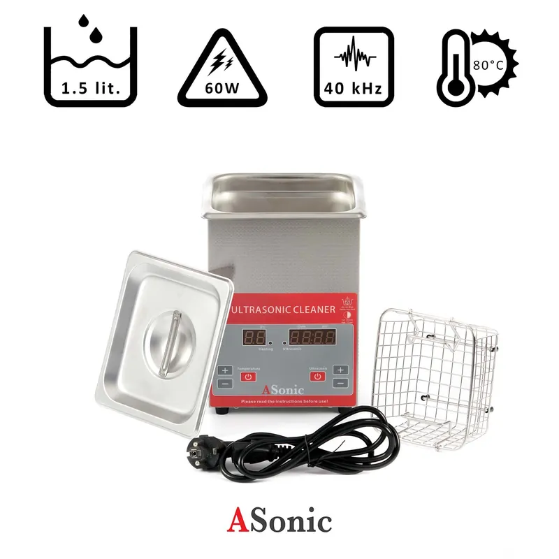 Scelto Dai Clienti Pulitore ad ultrasuoni 1,5l, 60W, 40kHz, 80°C