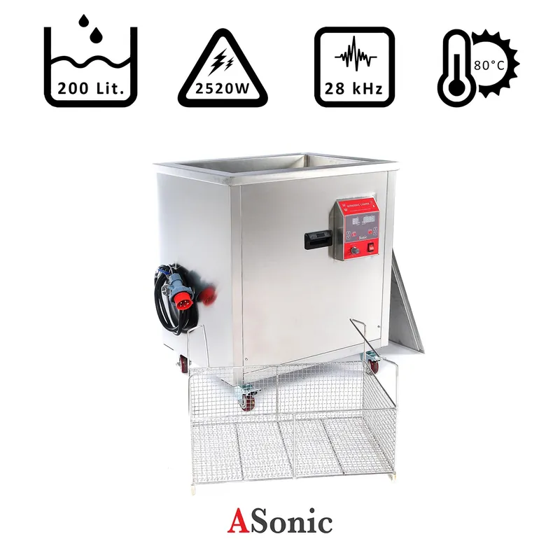 Pulitore ad ultrasuoni 200l, 2520W, 28kHz, 80°C Direttamente Dal Produttore