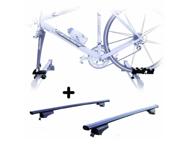Più Venduto Portabici Auto + Barre tetto per FIAT DOBLO 2023 Attacco alla Forcella universale Barre 127 CM + Kit Attacchi montaggio facile