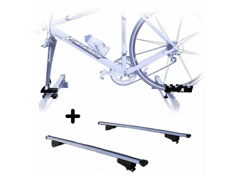 Direttamente Dal Produttore Set Portabici tetto + Barre per CITROEN C4 CACTUS 2014 Attacco alla Forcella universale Barre 110 CM c/Serratura + Kit Attacchi