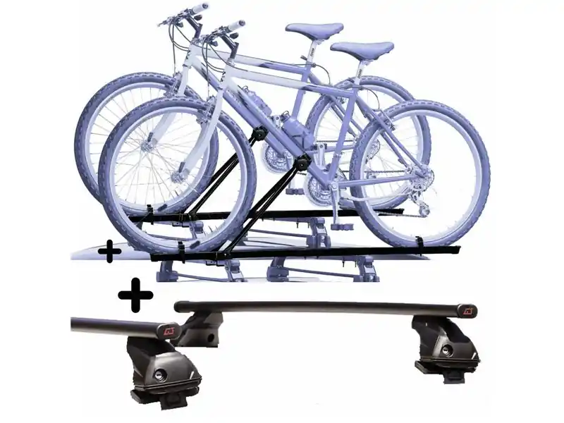 Kit 2 Portabici tetto + Barre per LANCIA THEMA dal 2011 in poi in Acciaio versatili Barre 127 CM + Kit Attacchi montaggio facile Miglior Prezzo
