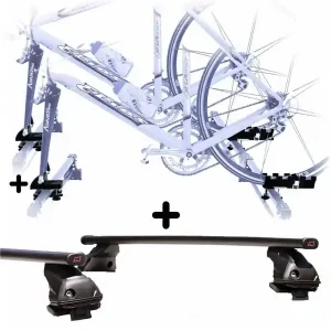 2 Portabici + Barre Auto per ALFA 159 / SPORTWAGON Attacco alla Forcella universali Barre 127 CM + Kit Attacchi montaggio facile Affare