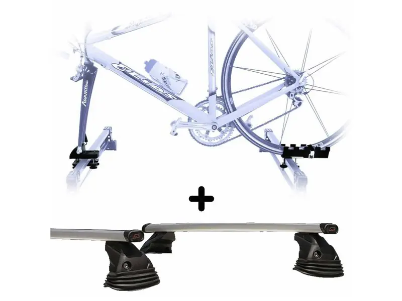 Prezzo Scontato Set Portabici + Barre per BMW SERIE 5 1996-2002 4P Attacco alla Forcella universale Barre 127 CM c/Kit Attacchi montaggio facile