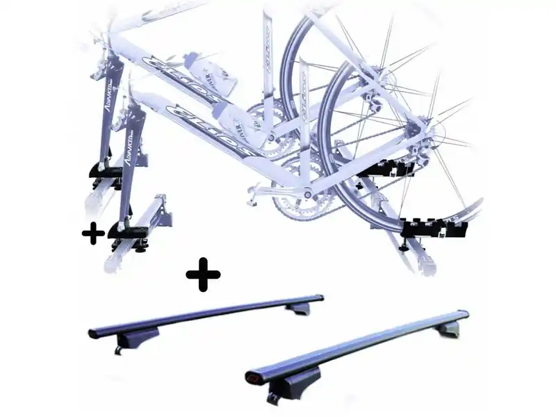Ultime Pezzi Set 2 Portabici tetto + Barre per E-BERLINGO 2023 Attacco alla Forcella universali Barre 110 CM + Kit Attacchi montaggio facile